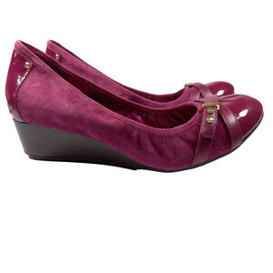 Cole Haan Shoes Womens 9 Magenta Monica Wedge Air Tech Patent Leather‎ Suede